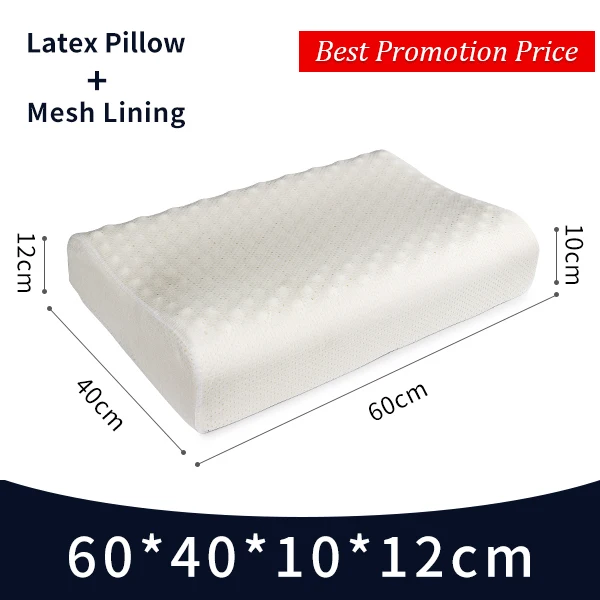 Pillow and Lining Фиолетовый Латекс 60x40 Таиланд чистый натуральный латекс подушка для коррекции шеи Защита позвонков ортопедические массажный эффект пятна подушка для поддержки тела - Цвет: Pillow and Lining