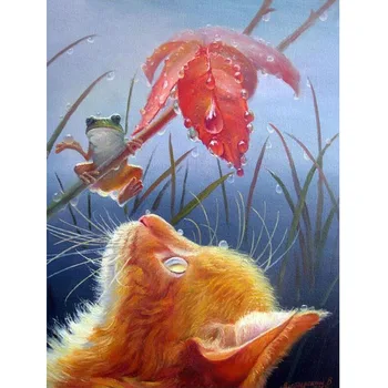 

Cat The Frog 5D Diamond Mosaic Square/Round Diamond Painting Cross Stitch Home Decor Wall Painting Diamond Embroidery Crafts