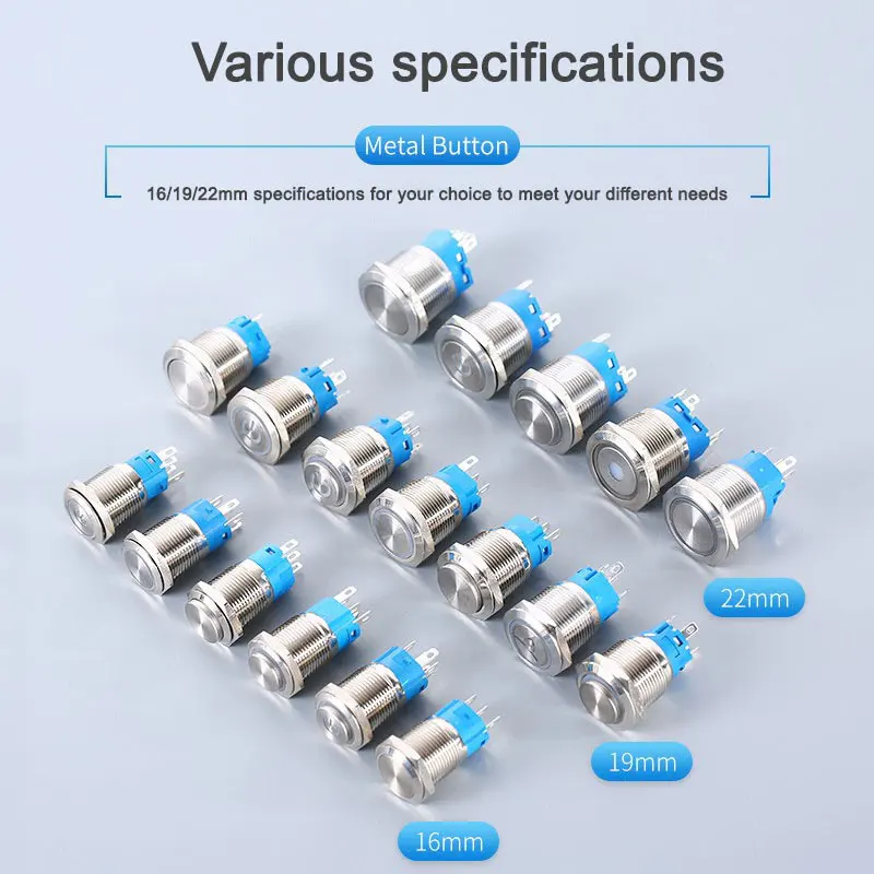 Металлический кнопочный выключатель 16 мм светодиодный светильник