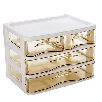 

3-Layers Makeup Organizer Drawers Plastic Cosmetic Box Jewelry Container Make Up Storage