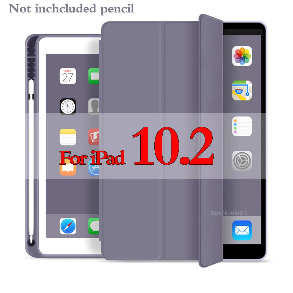10.2 lavender Новинка, для ipad 10,2, чехол для ipad Mini 5, чехол для планшета, карандаш, держатель, Funda, тонкий, ТПУ, силиконовый, мягкий чехол, умный, спящий, пробуждение - Цвет: 10.2 lavender