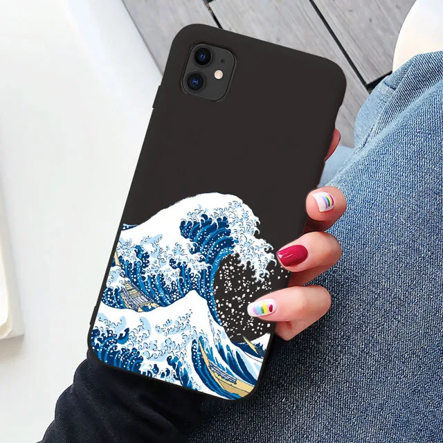 apple 13 pro max case Surfing Japan painting for iphone X XS MAX XR Big Wave of kanagawa Cover Soft case For iPhone 12 11 13 pro MAX 6 7 8 Plus SE2020 iphone 13 pro max wallet case