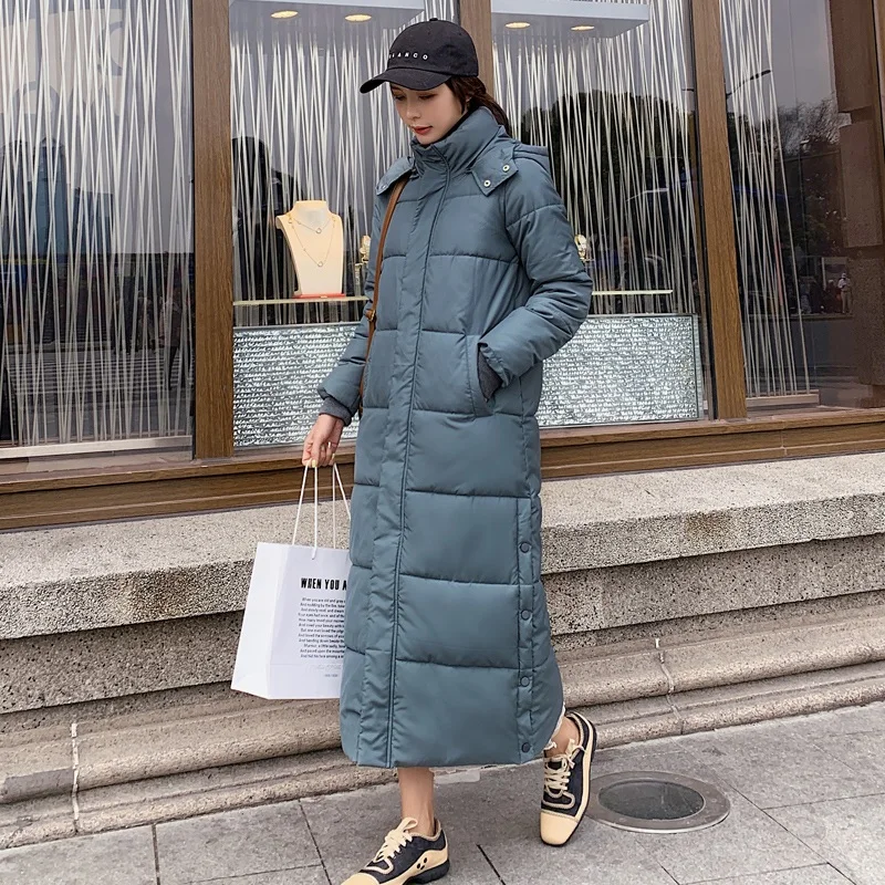 Высококачественная Женская парка с капюшоном, зимняя куртка для женщин, модное длинное пальто, плотное теплое хлопковое Стеганое пальто, Свободное пальто большого размера