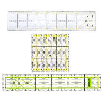 

3 Pieces Square Rectangle Plastic Quilting Patchwork Template Rulers for DIY Sewing Craft