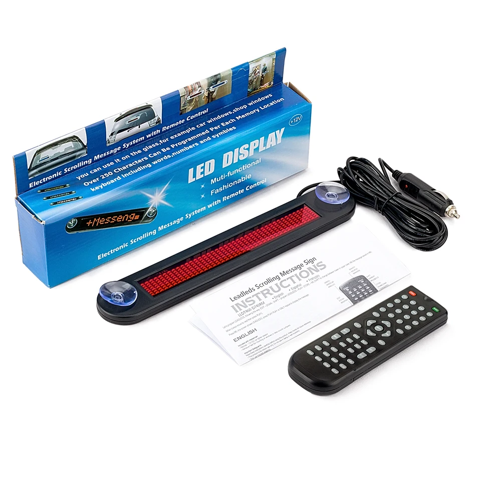 Autoruit display LED - Rood - breedte 28 cm, 12 V | Cool Mania