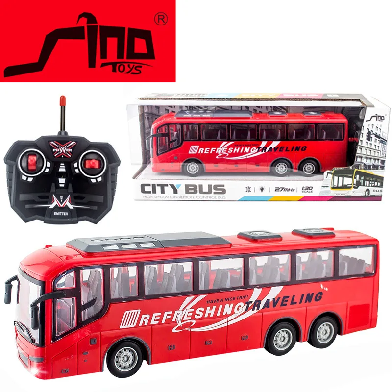 thumbnail image 1 of Autobús de radiocontrol eléctrico a control remoto 1/30, coche de policía con luces, autobús turístico, modelo de ciudad escolar, juguetes para niños controlados por radio, regalos de Navidad, 1 of 5