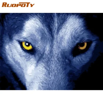

RUOPOTY Wolf Oil Painting By Numbers On Canvas DIY Frame For Adult Oil-Painting Decorative Wall Photo For Living Room Paints