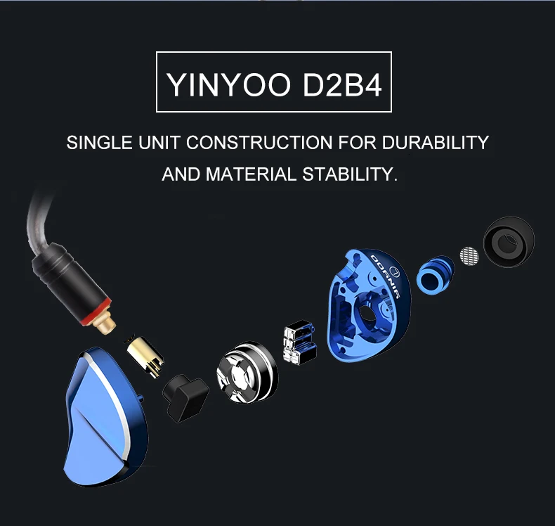 Yinyoo D2B4 2DD+4BA 10mm Graphene Diaphragm Dynamic Hybrid In Ear Earphone HIFI DJ Monitor Earphone With New Upgraded Cable