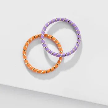 2pcs Colorful Twisted Enamel Rings for Women Girls Minimalist Finger Stacking Ring Female Fashion Jewelry Gifts