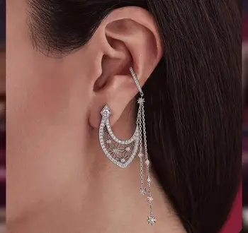 

HIBRIDE Newest Design Luxury Cubic Zircon Earrings for Women Left/Right Ear Brincos Single Piece Party Gifts Bijoux Femme E-817
