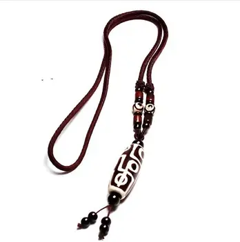 

fabrication de bijoux tibétain naturel vieilles perles d'agate pour amulette collier noir prière pierre précieuse