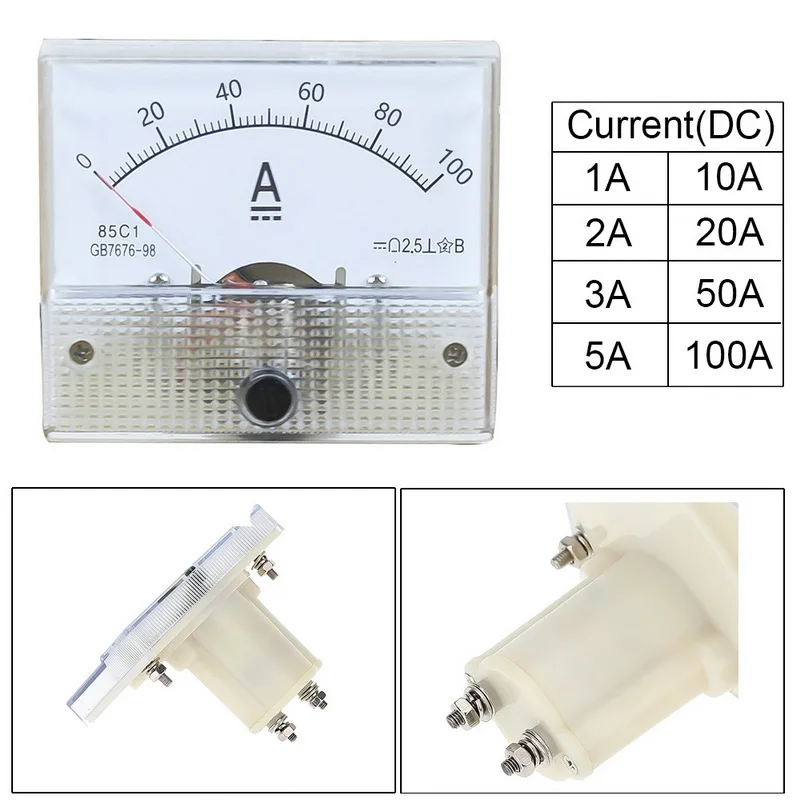 1 шт. DC пластиковая аналоговая указка амперметр ампер Панель 1A 2A 3A 5A 10A 20A 50A 100A механические токовые метры 64*56 мм
