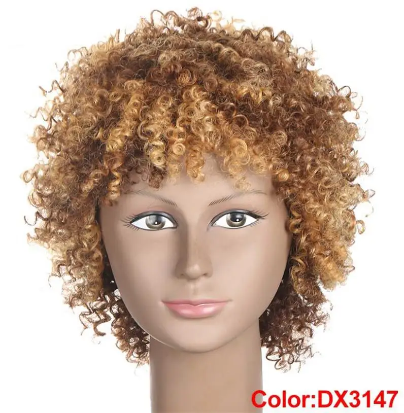 DX3147 Lekker парики Pixie кудрявые волосы человеческие волосы парики бразильские Remy человеческие волосы машина сделал короткие парики для женщин больше цветов выбор - Цвет волос: DX3147