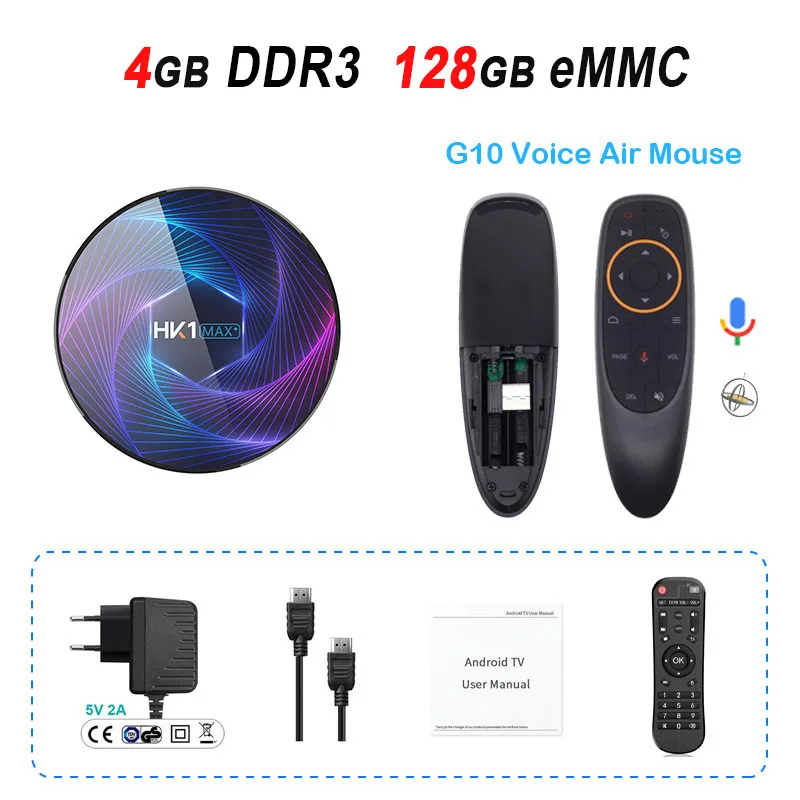 HK1max+ Смарт ТВ приставка Rockchip RK3368Pro Android 9,0 ТВ приставка 4 ГБ 32 ГБ 64 Гб 128 ГБ 2,4G 5G WiFi BT4.0 4K медиаплеер HK1 Max Plus - Цвет: 4GB 128GB G10
