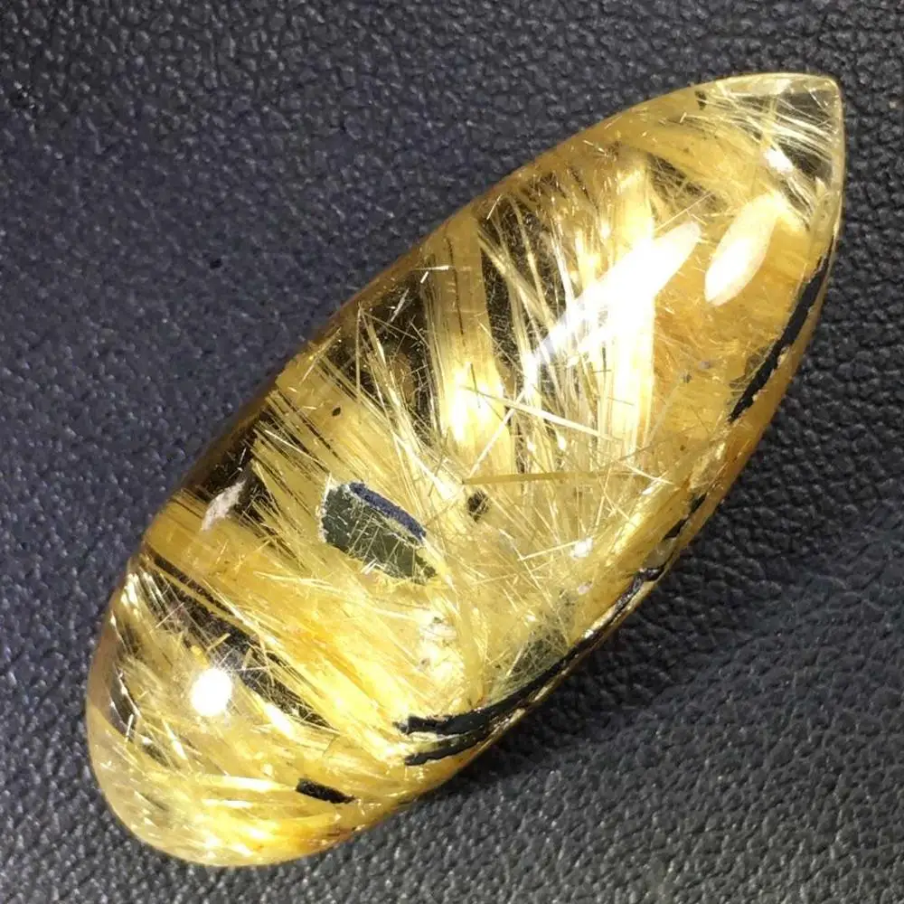 

Certificate Natural Gold Rutilated Quartz Flower Stone Pendant Water Drop Gemstone Best Gift 34x14x10mm Crystal Pendant AAAAA