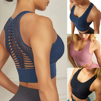 

Women Sexy Sports Bra Breathable Mesh Push Up Sport Underwear Top Gym Fitness Seamless Joggers Bodybuilding Underwear 2020