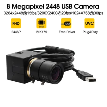 

8MP 3264X2448 IMX179 CCTV USB Camera 2.8-12mm Varifocal CS lens Video USB Camera Webcam for Industrial machine