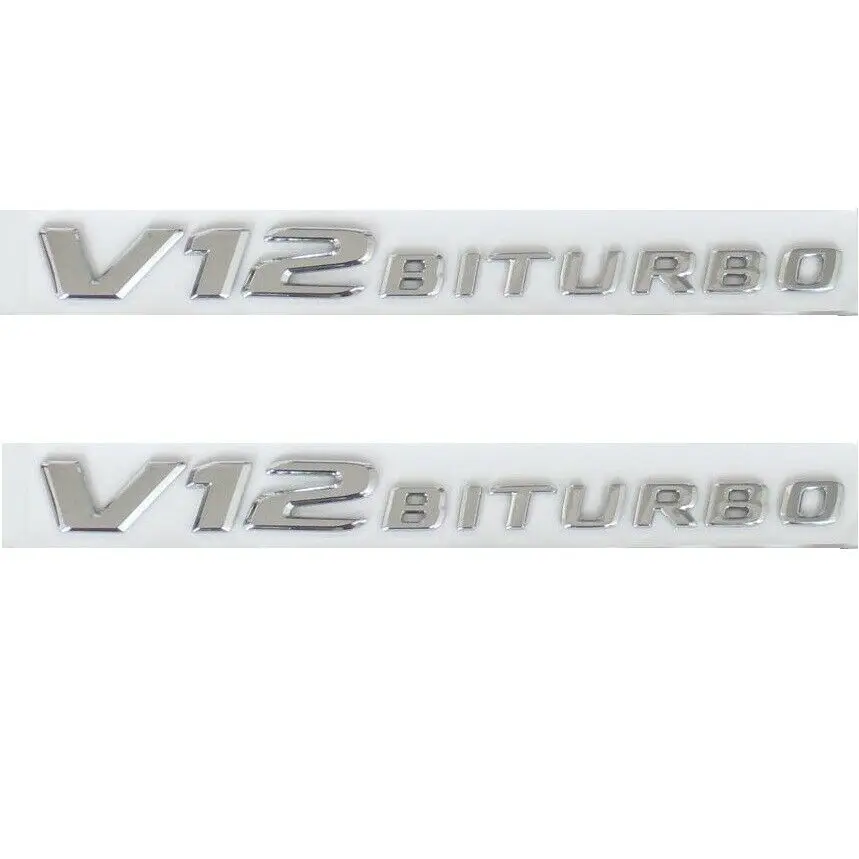 Shiny silver Хромированные буквы V12 BITURBO эмблемы значки для Mercedes S65L S63 - Цвет: Shiny silver