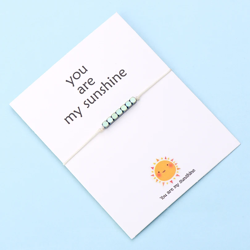 IYOE Wish Card You Are My Sunshine крошечные бусины браслеты с подвесками для женщин и мужчин геометрические бусины ручной работы красный браслет с нитью подарок