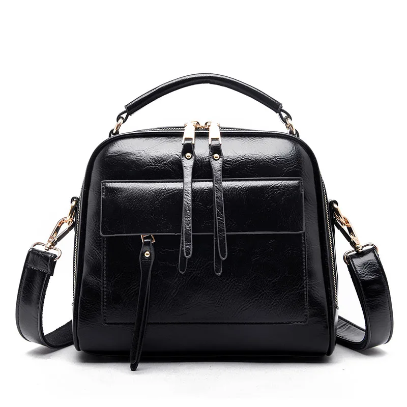 Кожа из натуральной кожи Сумочка Роскошная брендовая сумка на плечо плотная большой вместимости цвет Дамская сумочка дамская сумка на плечо дизайнерская - Цвет: Черный