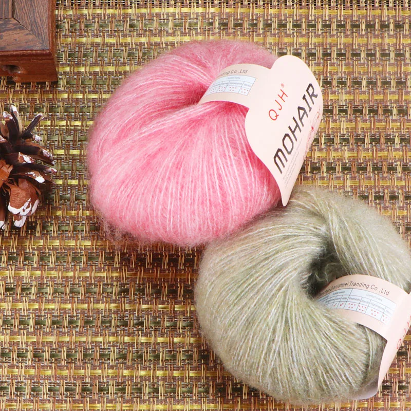 QJH 25g/pcs 10pcs Mohair Yarn Crochet Soft Warm Baby Wool Yarn For Hand knitting Sweater And Shawl ilos para tejer dedelgado
