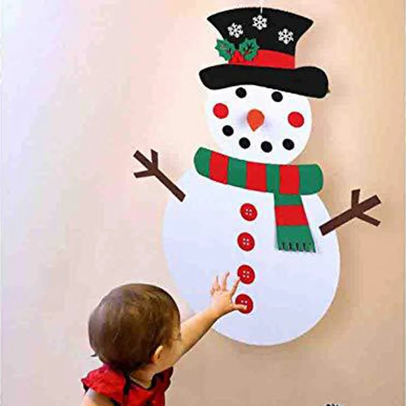 Christmas DIY Felt Snowman New Year Gift Kids Toys with Ornaments Door Wall Hanging Kit Christmas Decorations for Home