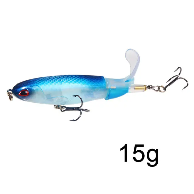 1 Pcs 10cm/14cm Topwater Fishing Lure Whopper Popper Artificial Bait Hard Plopper Soft Rotating Tail Fishing Tackle Fishing Bait Y
