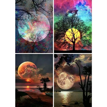 

4 Pack Full Drill Diamond Painting Kit, DIY Diamond Rhinestone Painting Kits for Adults and Beginner Diamond Art Craft Home Deco