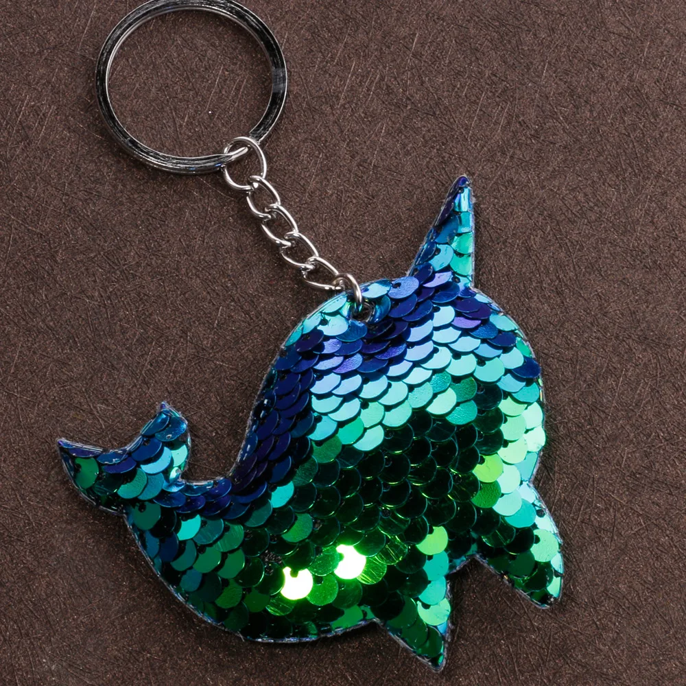 Reflective Bright Surface Dolphin Keychain Oceans Animal Sequin Keychain Bag Car Pendant Garment accessory Accessories
