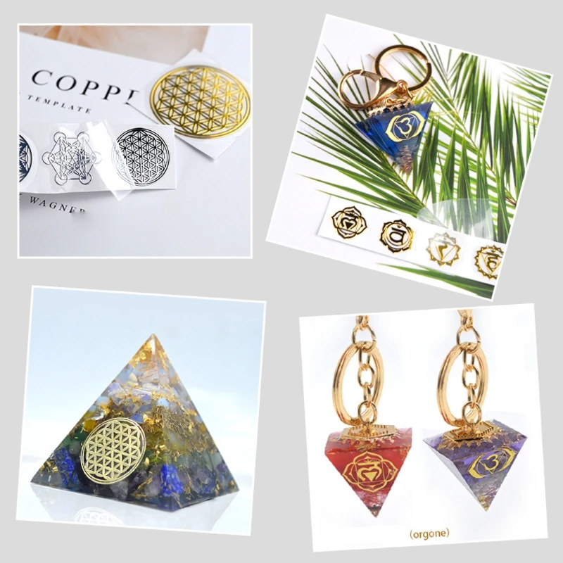 7 Chakra Geometric Copper Energy Tower Orgonite Stickers Flower Life Tree Pyramid Epoxy Resin Material Jewelry Making