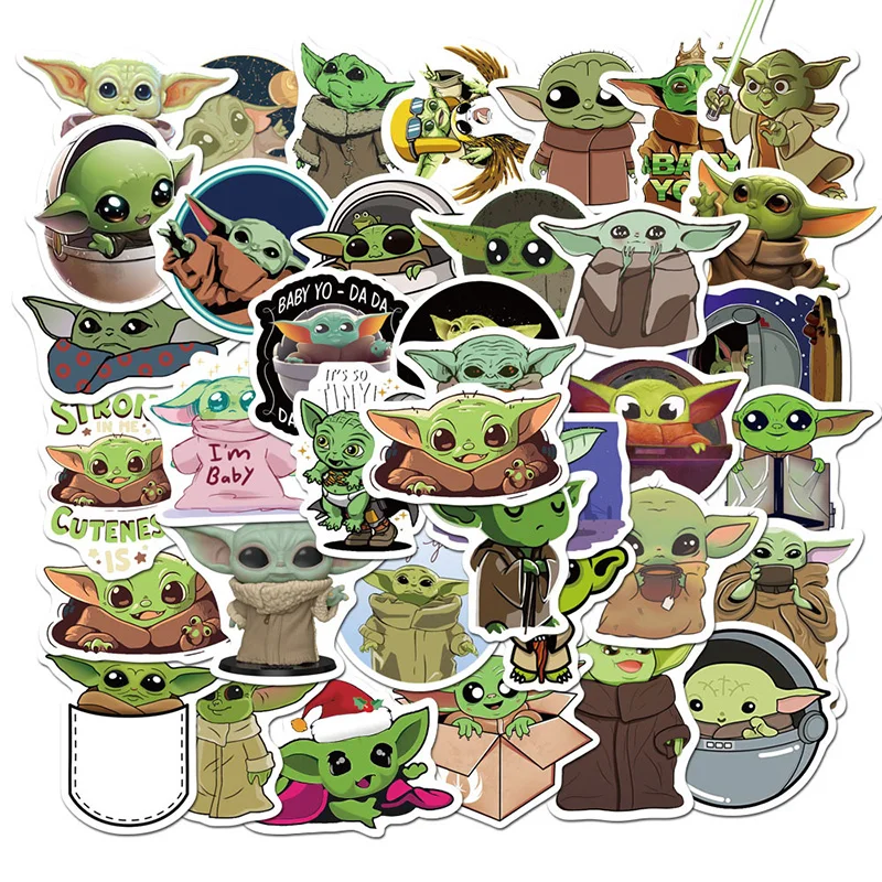 

50Pcs The Mandalorian Star Wars Baby Yoda Sticker for Decal On Laptop Skateboarding Motorcycle Children Gift Stickers