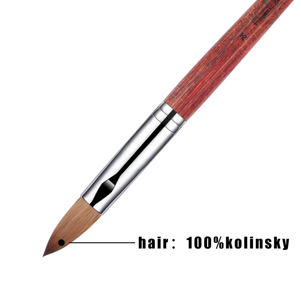 Nail Art Brushes Red Wooden Handle Nylon Acrylic Nail Brush For Nail Art Drawing Gel Extension