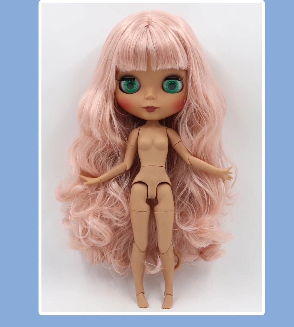 Neo Blythe Doll with Pink Hair, Dark Skin, Matte Cute Face & Custom Jointed Body 2