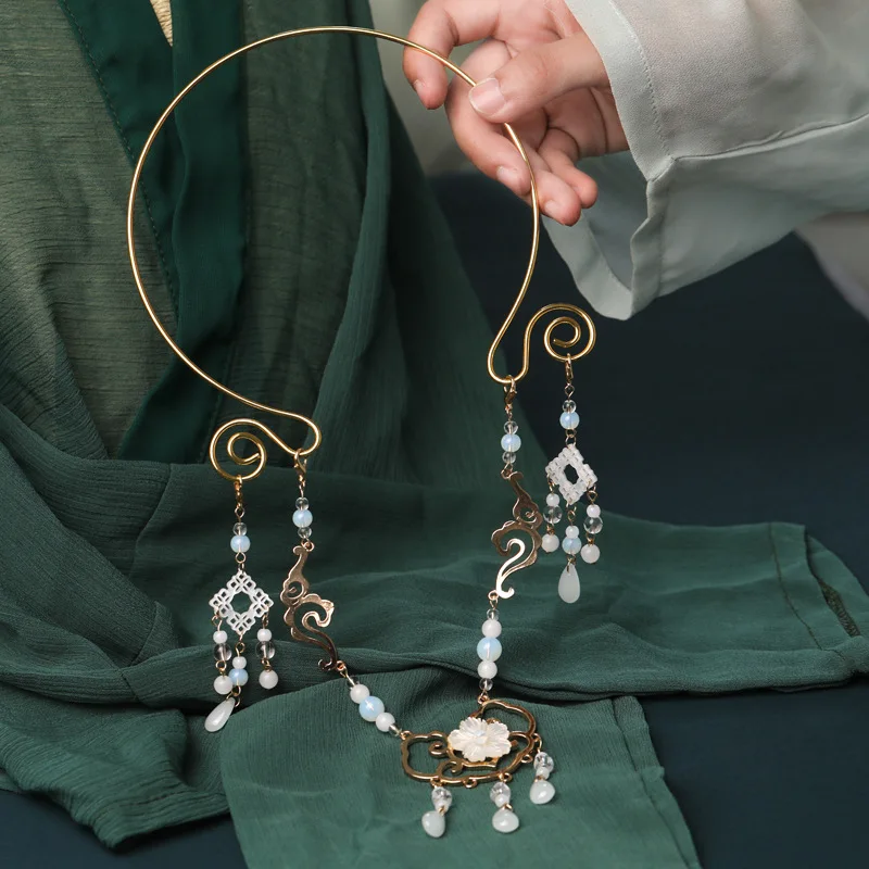 2pcs DIY Metal Collar Neckalce Circle Hang Hook Bride Base Setting Jewelry Making Components Wedding Necklace Jewelry DIY