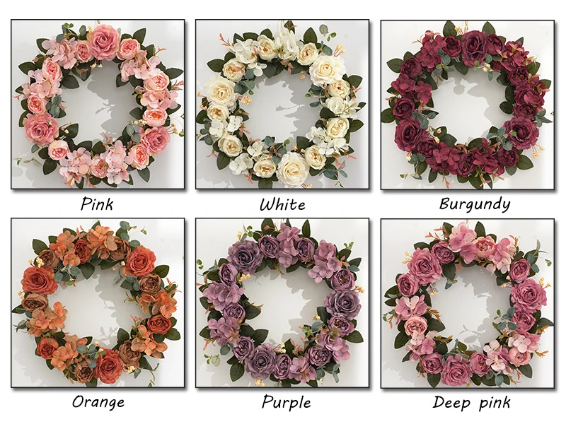 JAROWN Artificial Rose Wreath Garland Wedding Decoration Rattan Garland Christmas Home Decor Weave Wreath New Year Navidad Decorative (114)