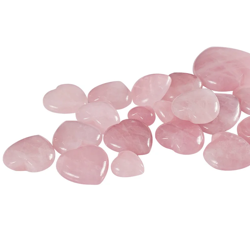 1 шт. Любовь Исцеление драгоценный камень сердце Кристалл ремесла натуральный розовый кварц пара Розовый DIY Резной орнамент камни