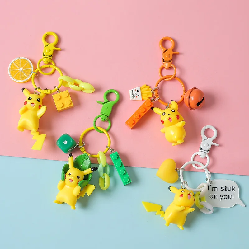 

2019 New Pokemon Go Keychain Pikachu Key Chain pocket monsters keychain pendant Mini Charmander Squirtle Eevee Vulpix figures