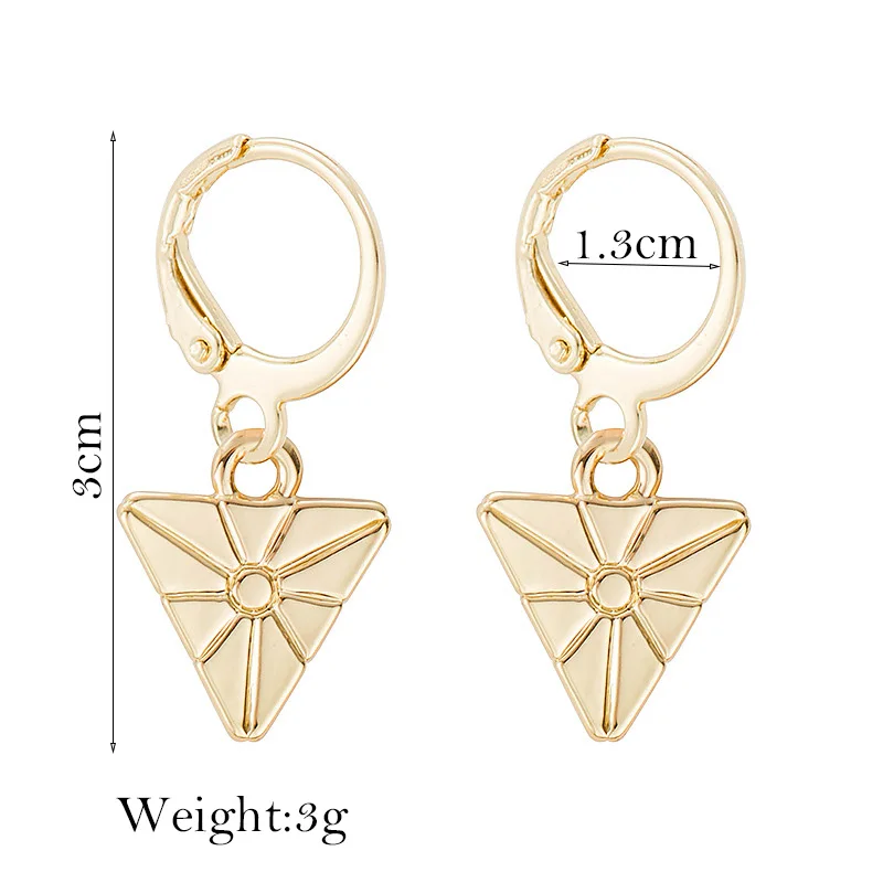 Engraved Triangle Рождественский подарок серьга в стиле «минимализм» маленький золотого цвета геометрический треугольник Луна Звезда Крест Сердце очаровательные серьги-кольца для женщин - Окраска металла: Engraved Triangle