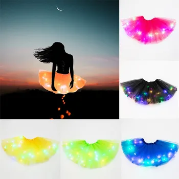

Girls Led Skirt Light Up Tutu Neon Colorful Luminous Party Dance Mesh Tulle Skirt Festival Cosplay Princess Stage Wear #T5P
