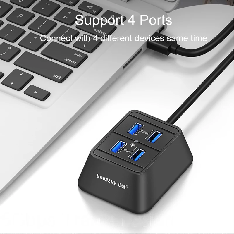 SAMZHE Супер Скоростной USB 3 0 4 портовый портативный концентратор настольный