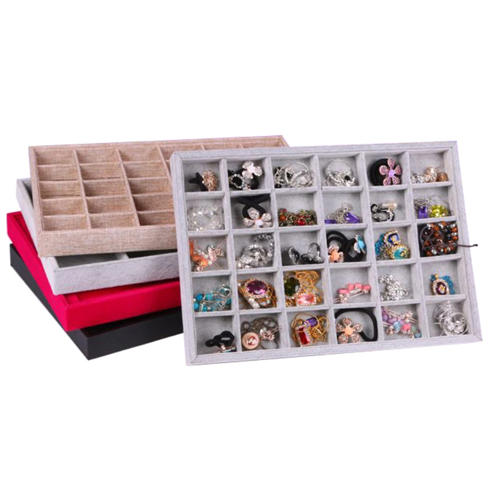 Premium Velvet Stackable Jewelry Tray Showcase Display Organizer for Necklaces Anklets ewelry Packaging  2 Colors for Choose