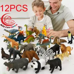 Mini modelo Animal de simulación para niños, dinosaurios, animales marinos, vida salvaje, modelo de animales, juguetes educativos para niños, 12 Uds./Mini