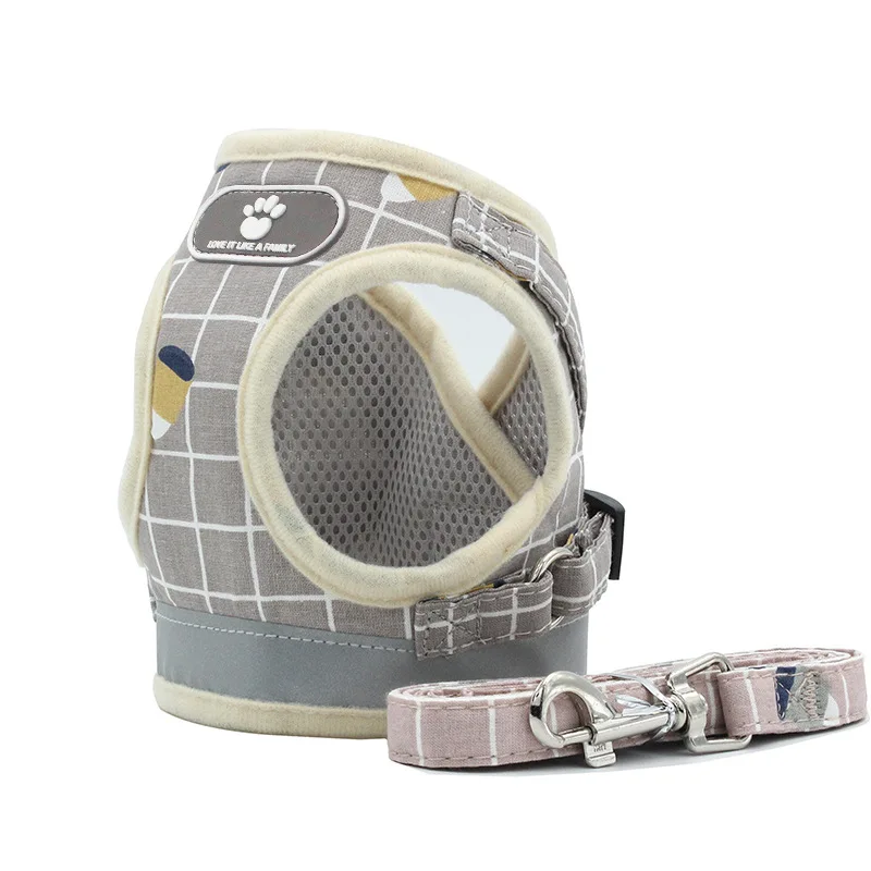 

Pet chest strap with reflective breathable strap Pet goods vest type cat dog traction rope mesh vest dog harness