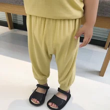 Новинка года; сезон лето; детская одежда в Корейском стиле для девочек; противомоскитные штаны; брюки-фонарики; Детские Стрейчевые брюки