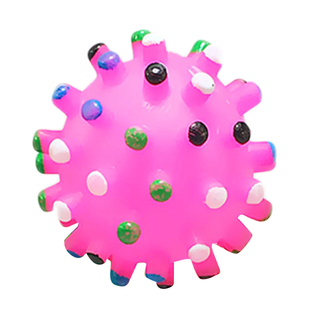 Colorful Pet Ball Toys Vinyl Teeth Training Dog Supplies Teether Puppy Toy Squeaky Dot Ball Funny Plastic Grinding
