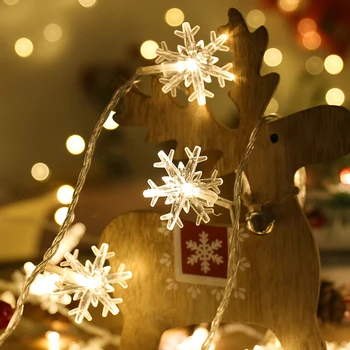 

80/20/40 LED Snowflake Light String Twinkle Garlands Battery Powered Christmas Lamp Holiday Party Wedding Decorative Fairy Light