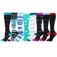 Men Women ECG Wave Compression Sport Socks Running Socks Compress Stockings Pressure Nylon Long Varicose Veins High Socks