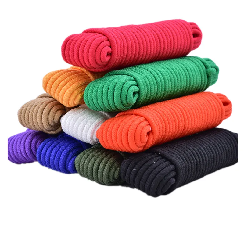 Износостойкая цветная плетеная декоративная веревка суперпрочная нейлоновая