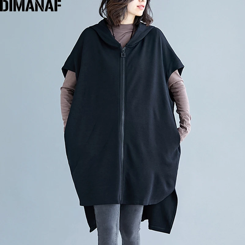 price reduction DIMANAF Plus Size Autumn Outerwear Women Jacket Coat Big Size 2019 Zipper Bat Sleeveless Female Loo