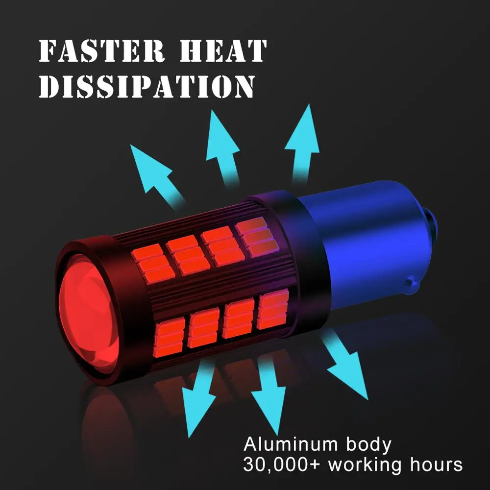 2pcs 1156 BA15S P21W 1157 BAY15D P21/5W R5W LED  66SMD 4014 Ĩ 360   BAU5S PY21W ڵ Led  ȣ 6000K
